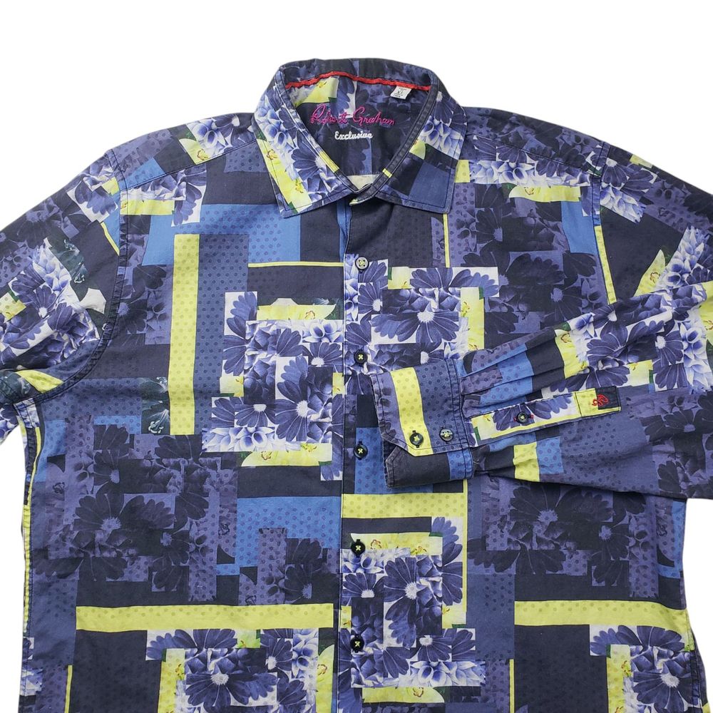 Robert Graham Blue and Yellow Floral Button Down Shirt